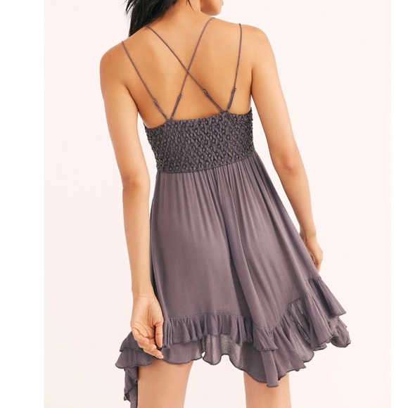 Free People One Adella Slip Mini Dress in Charcoal - Picture 3 of 6